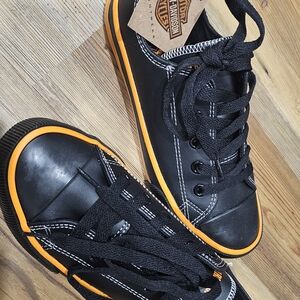 Harley-Davidson Kids Black and Orange Sneakers